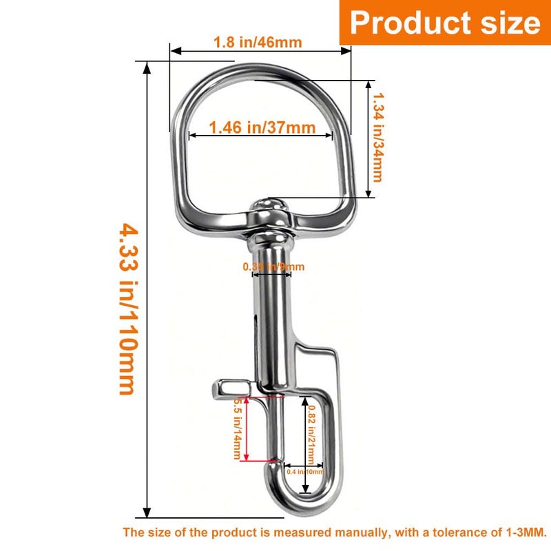 QAVBFA Swivel Bolt Snap Diving Clips – Premium Stainless Steel Single Ended Snap Hooks Buckle for Pet Leash, Scuba Diving, and More (110mm) - Image 2